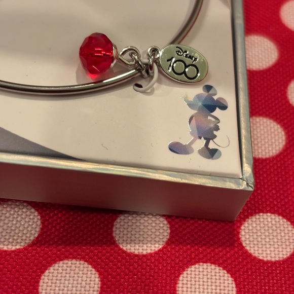 Disney Silver Bangle with Mickey Mouse and Red Charm - Picture 4 of 5